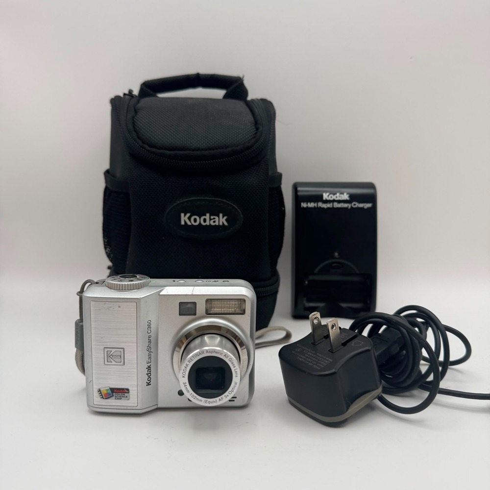Kodak EasyShare C360 Digital Camera Silver Point And Shoot W/ Case Tested Works